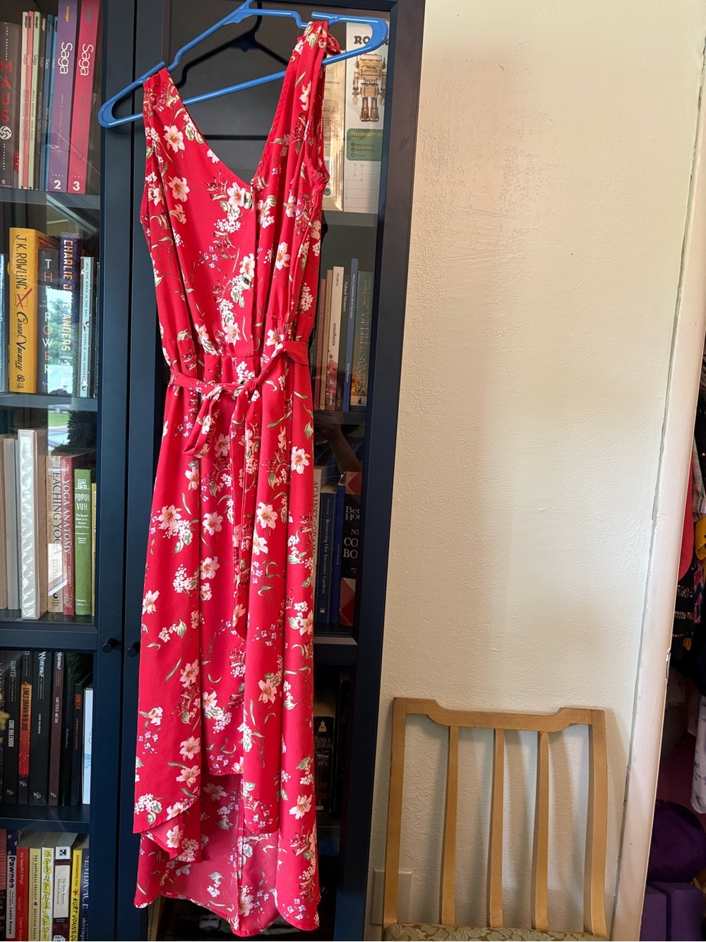 Luxology Red Floral Tie Maxi Dress